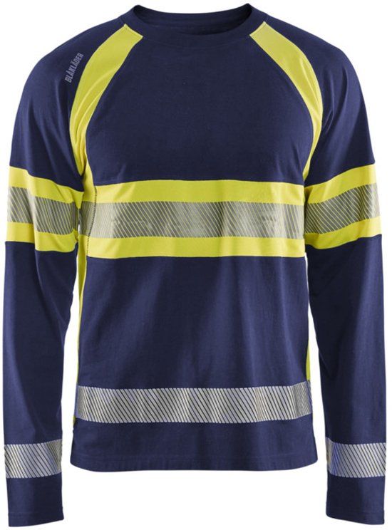 Blaklader High Vis T-shirt lange mouwen 3510-1030 - Marine/High Vis Geel - XL