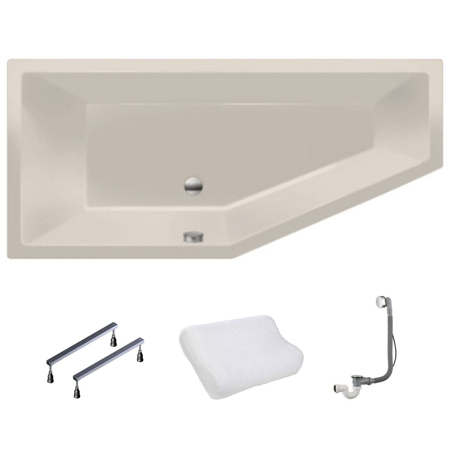 XENZ Society Compact Hoekbad Links 180x80 cm - Wit - Acryl