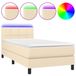 VidaXL Boxspringbed met Matras en LED-verlichting, Stof, Crèmekleurig, 140x190 cm