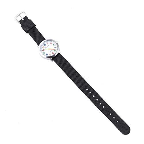 VILLCASE Kids Cartoon Watch Minimalistisch Polshorloge Sporthorloge Nylon Horlogeband Zwart