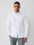 Next Heren Lightweight Pocket Oxford Shirt Lange Mouwen Wit