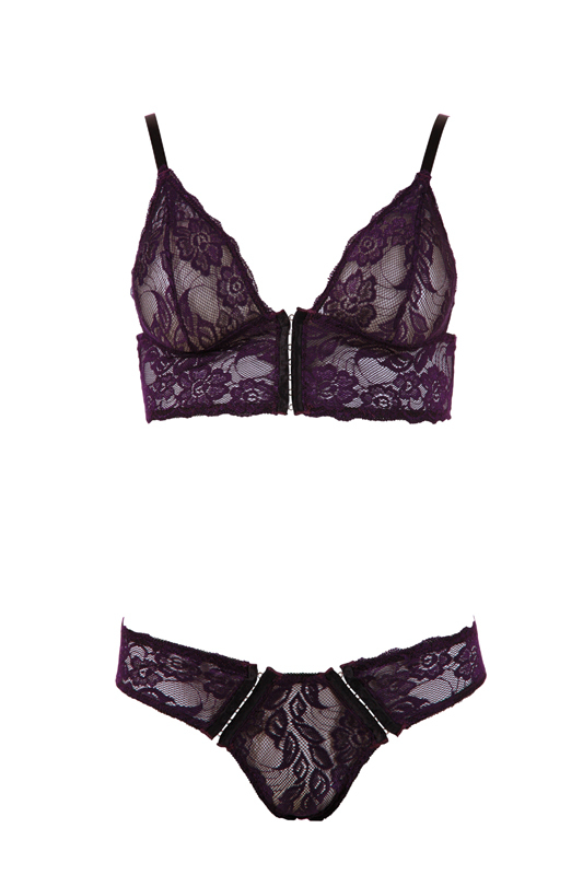 Cottelli Collection Donkerpaars lingerie setje XL