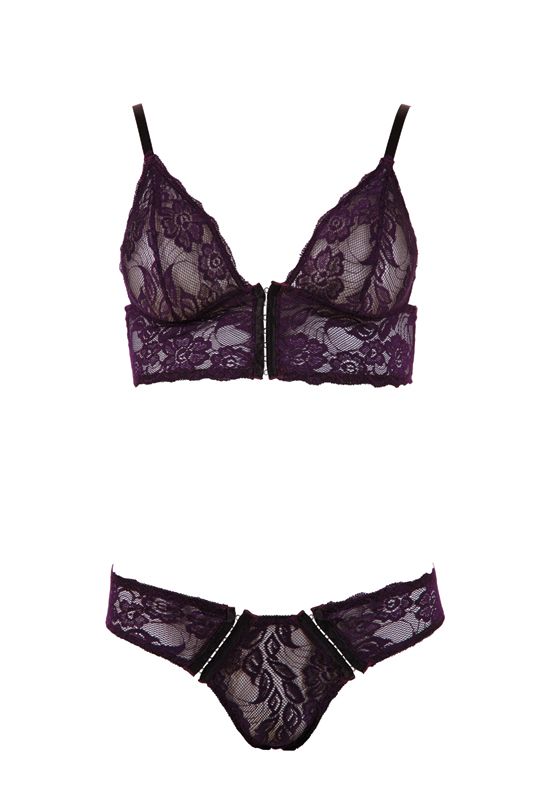Cottelli Collection Donkerpaars lingerie setje XL - 4024144287598