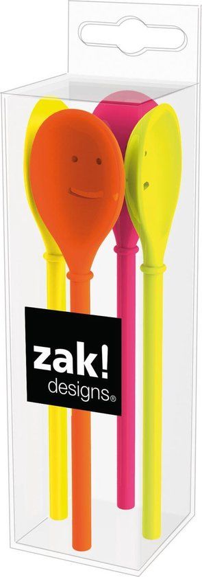 Zak!Designs Happy Spoon - Melamine - 14 cm - Set van 4 - Hot Pop