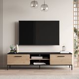 en.casa TV-meubel Lempäälä 39x160x35 cm eiken en zwart