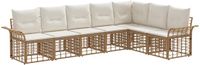 vidaXL - Hoek loungeset - 7 zitplekken - Polyester - Natuurlijk en crème wit