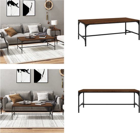 vidaXL Salontafel 100x50x35 cm bewerkt hout bruin eikenkleur