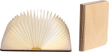 Ledr LEDRÂ® Book Lamp Maple Brown M - 16,5 x 12,5 cm - Oplaadbaar - Inclusief USB kabel - Waterdicht 100% Rycyclebaar Papier - Boek Lamp