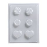 Rayher Hobby gietvorm: decoratieve knoppen, hout, transparant, 3,15 x 2,2 x 0,15 cm