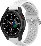 Strap-it Samsung Galaxy Watch 4 Classic 42mm siliconen bandje met gaatjes - wit
