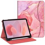 Fintie Hoesje voor iPad 11e generatie 11 inch 2025 (A16), iPad 10e gen 2022 10,9 inch, beschermende standaard met meerdere kijkhoeken met potloodhouder en zak, auto slapen/waken, marmerroze