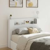 vidaXL tête de lit avec LED, blanc, bois traité