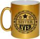 Bellatio Decorations Cadeau koffie/thee mok voor zus - beste zus - goud - 300 ml