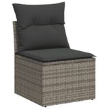 vidaXL 14-delige Loungeset met kussens, polyrattan, grijs