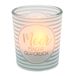 Dekohelden24 Windlichtglas transparante banderol, incl. 1 theelichtje, H / : 6,5 x 6 cm, motief: zee macht gelukkig, glas 6408151