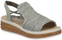 Rieker Santiago-sandalen met plateauzool en elastiek, Kaki, Maat 37