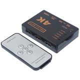 APM 590463 HDMI-schakelaar, 5 ingangen en 1 uitgang, voor 4K en 3D-resoluties, compatibel met Blu-Ray-speler, videoprojector, thuisbioscoop, pc enz. met afstandsbediening, zwart