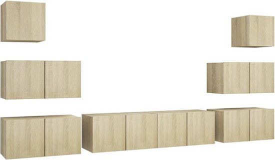 vidaXL 8-delige Tv-meubelset bewerkt hout sonoma eikenkleurig