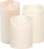 Anna's Collection Set van 3x stuks Creme Parel Led kaarsen met bewegende vlam - Sfeer stompkaarsen voor binnen