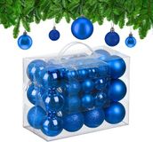 Relaxdays kerstballen set van 50 - Ø 3, 4 en 6 cm - plastic - onbreekbaar - blauw