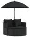 Syfax Tuinbed met parasol poly rattan zwart