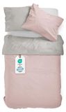 Mako-Satin linge, 200x220 cm, 100% katoen, zilver/roze