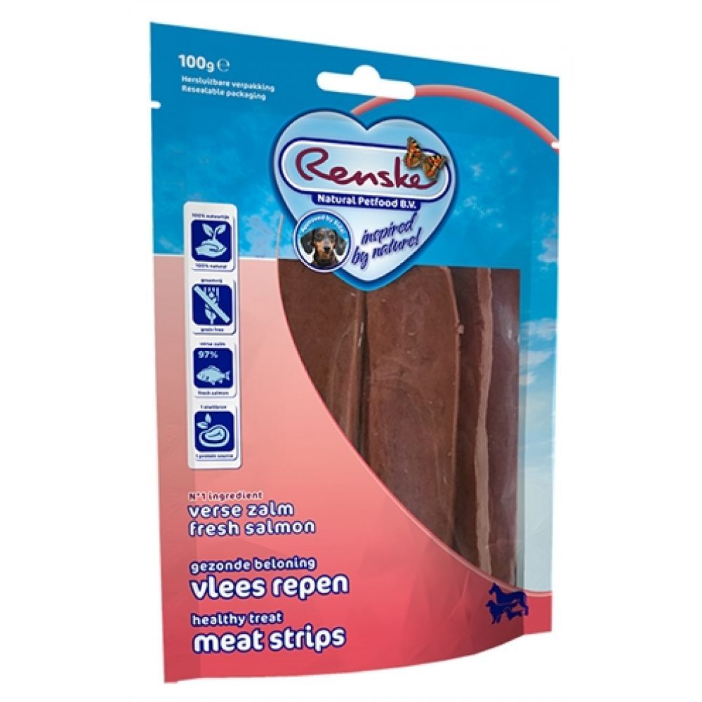 RENSKE 10x Gezonde Beloning Vleesstrips Zalm 100 gr