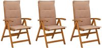 vidaXL Ligstoelen 3 stuks Naturel Massief Acacia Hout