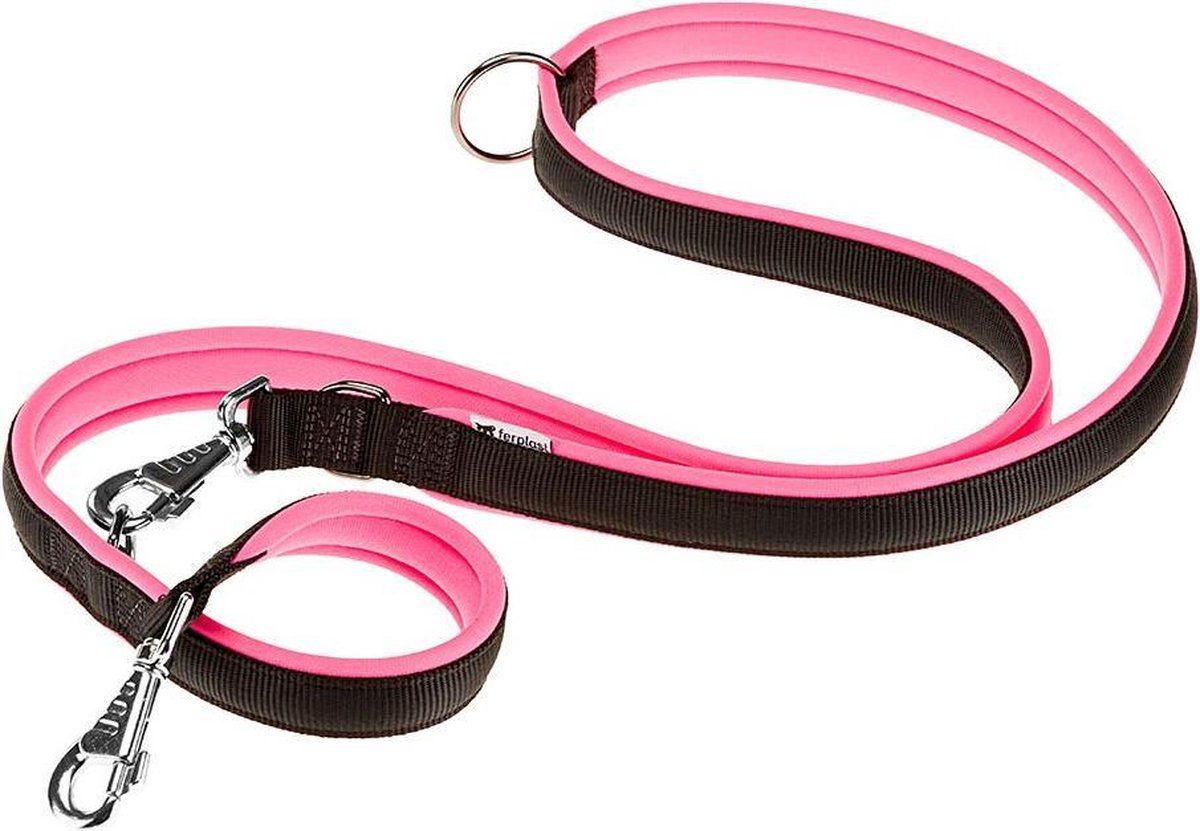 Ferplast Ergofluo Hondenlijn - 200 x 1,5 cm - Nylon - Roze/Zwart