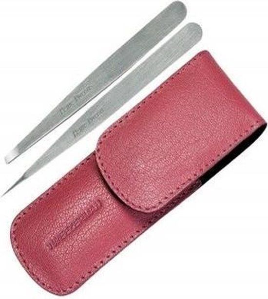 Tweezerman Pink Leather Case Slant And Point Set 2 Pieces - Verzorgend - Vrouwen
