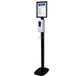 Standaard voor automatische geldispenser/desinfectievloeistof, hoogte 154 cm, incl. frame met informatiebord A4, zonder dispenser