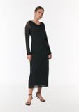 Comma Robe Noir Taille 38 Manches Longues Col Rond Uni Longueur Mollet Polyester Casual Femme Automne/Hiver 2024