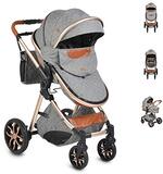 Moni Alma Kinderwagen Sportstoel Draagtas Cabrio Luiertas Omkeerbaar - Donkergrijs