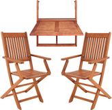 Casaria Balkonset 3-delig - FSC®-gecertificeerd Acaciahout – Bruin