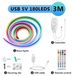 StarTech RGBIC-neon LED-strips - Flexibele LED-lichtstrip - 3 meter, USB 5V - Bluetooth - Waterdicht - Bediening via app en afstandsbediening - Muzieksynchronisatie