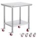 VEVOR Roestvrijstalen werktafel 76 x 60 x 85 cm met 4 wielen, commerciële werkbank voor de bereiding van levensmiddelen met flexibele verstelplaat voor keukentafel
