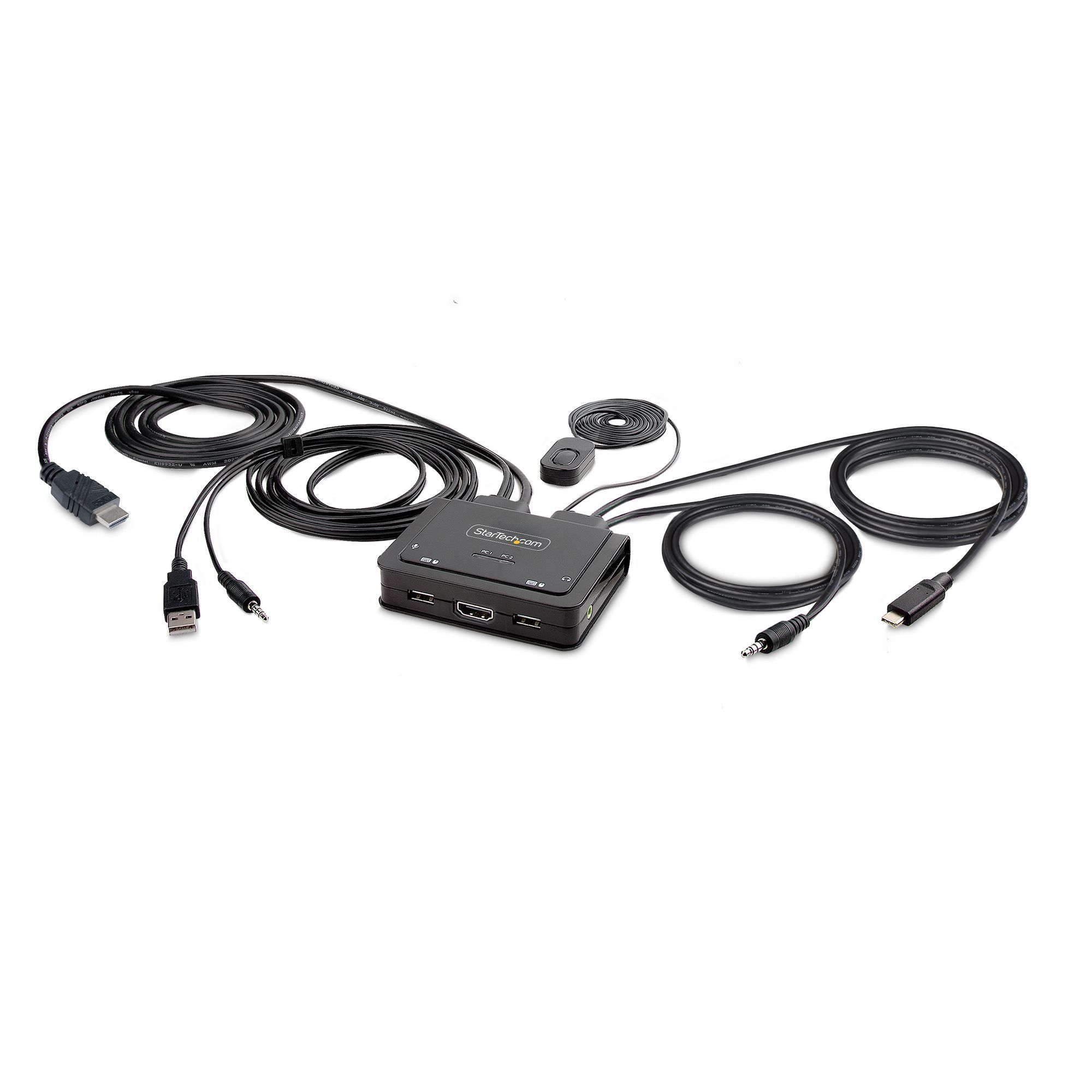 StarTech.com 2-Port 4K HDMI KVM Switch - USB, Audio, 1.8m Cables