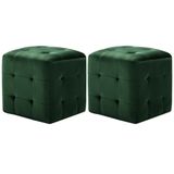 vidaXL Poef 2 stuks fluweel groen 30x30x30 cm