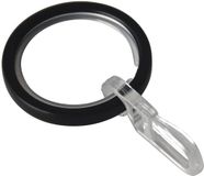 GARDINIA gordijnringen voor gordijnroedes met een diameter van 20 mm, met schuifinzetstuk en gordijnhaken, 10 stuks, serie Chicago, breedte 4 mm, metaal, matzwart