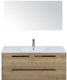 BES LED Seville Badmeubelset 120 cm - 2 Laden Natuur Eiken - Wastafel Enjoy Enkel met Spiegel