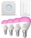 Philips Hue Starterspakket - E14 - met 4 Kogellampen - Wit en Gekleurd Licht - Incl. 1 Hue Bridge, 1 Hue Dimmer Switch - Hue White and Color Ambiance