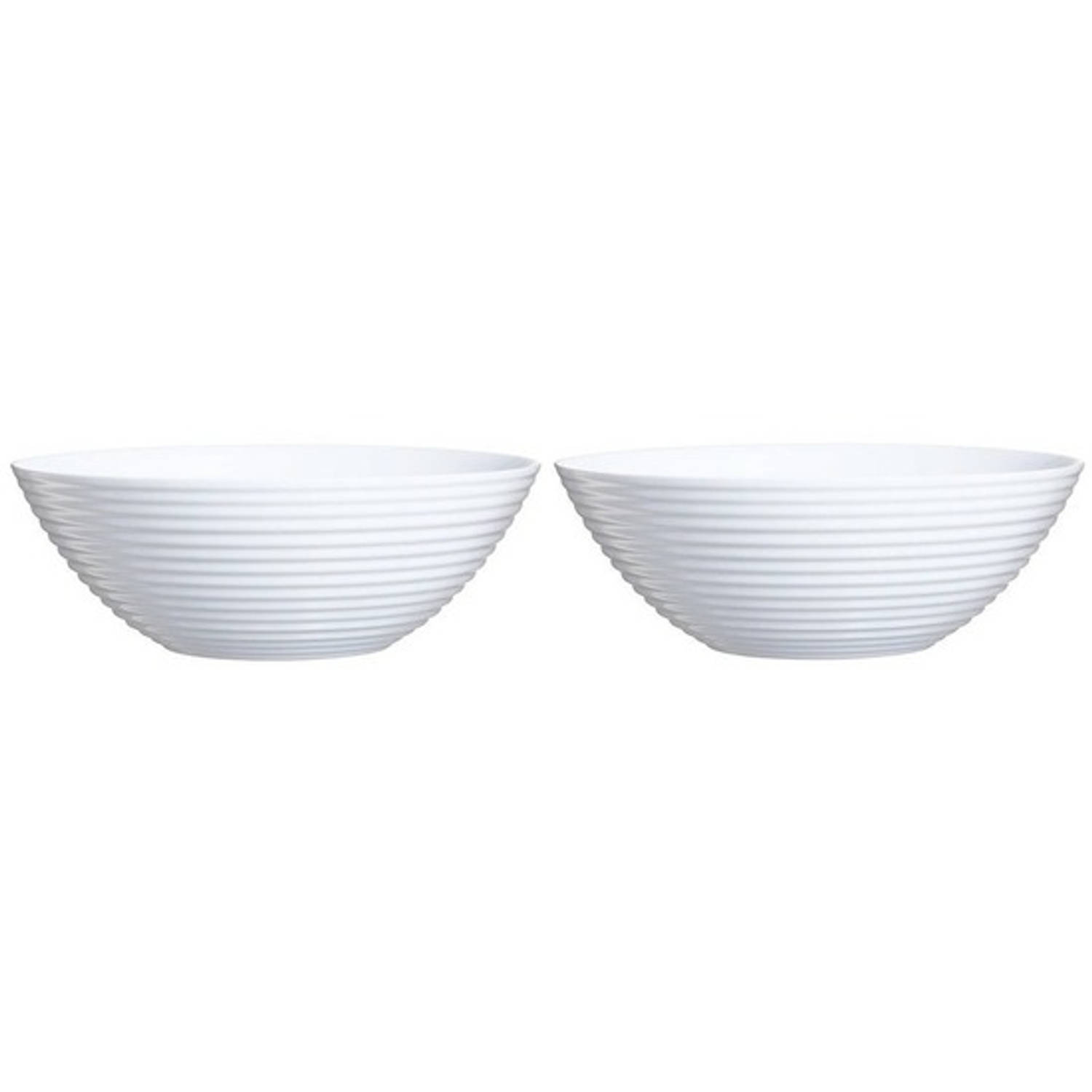 LUMINARC 2x Salade schalen/slakommen van wit glas 27 cm - Schalen en kommen - Keuken accessoires
