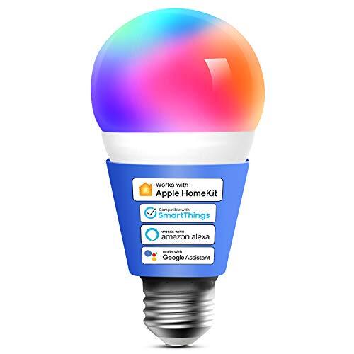 meross Smart wifi-gloeilamp, werkt met Apple HomeKit, wifi-lamp, led, meerkleurige dimbare gloeilamp, compatibel met Siri, Alexa, Google Home en SmartThings, E27 warmwit
