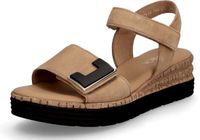 Gabor Dames Sandalen met hak Sleehak Suède Klittenband 8 cm en hoger Bruin