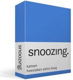 Snoozing katoen hoeslaken extra hoog - Lits-jumeaux (200x200 cm) - blauw