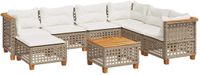 vidaXL 8-delige loungeset met kussens, polyrattan, beige