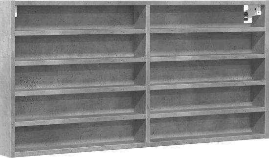 vidaXL Vitrinekast 100x8,5x50 cm bewerkt hout betongrijs