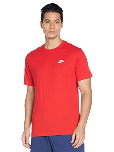 Nike M NSW Club T-shirt voor heren (1 stuk) - Rood/Wit