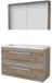 Basic-Line Comfort 46 Badkamermeubelset - 100 x 46 cm - Met Grepen - 2 Lades - Acryl Wastafel - Zonder Kraangat - Spiegelkast - Scotch Oak