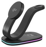 Wigento Universeel 3-in-1 draadloos laadstation voor smartphone, horloge, hoofdtelefoon, oplader